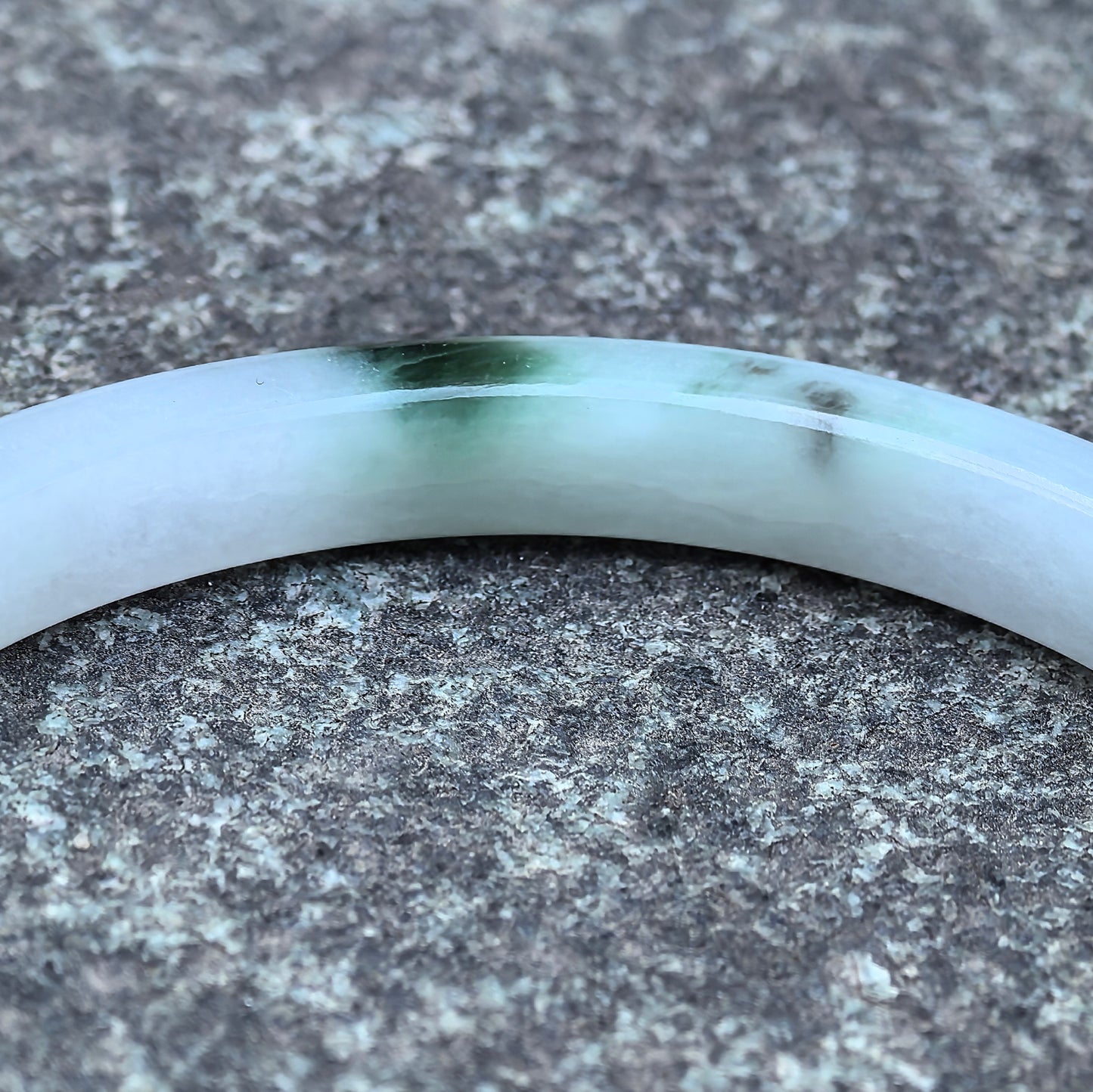 Natural Grade-A Glutinous-Icy Green Floating Flower Oval Jadeite Bangle ·Burmese Jade
