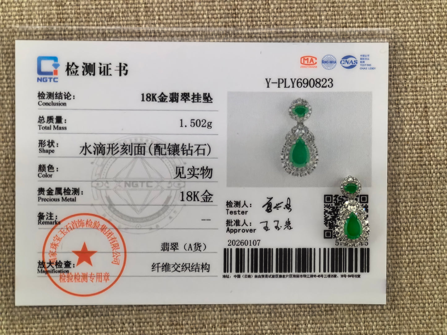 Natural Grade-A Jadeite Imperial Green Teardrop Pendant in 18K Gold with Diamond Halo · Burmese Jade