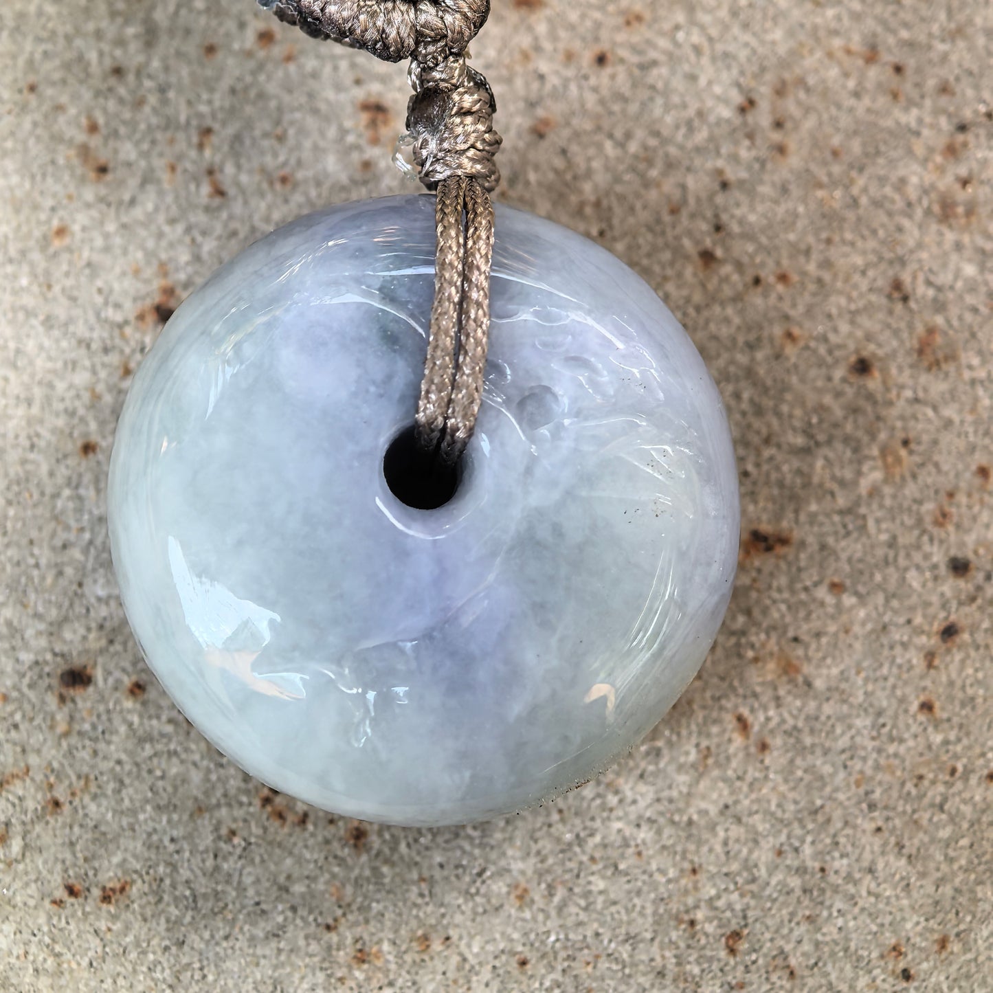 Natural Grade-A Jadeite Lavender Yin-Yang Fish Peace Pendant · Burmese Jade