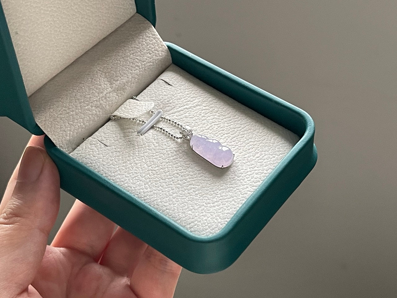 Natural Grade-A Jadeite “Fortune Bean” Pendant – Icy Lavender Jade with 18K Gold & Diamond Setting · Burmese Jade